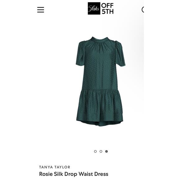 Tanya Taylor Green Swiss Dot Tiered Mini Dress Flutter Sleeves Pockets Size M - Picture 5 of 10